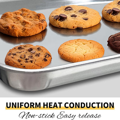 Skiennix Baking Sheet Pan Set - Commercial Quality Stainless Steel Cookie Sheets | Nonstick & Warp Resistant (2 Pack, 18x13 Inch)