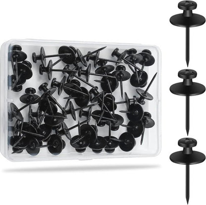 KURUI Double Headed Nails - 60Pcs Picture Hanging Kit for Renter-Friendly Decor | Black Wall Hangers