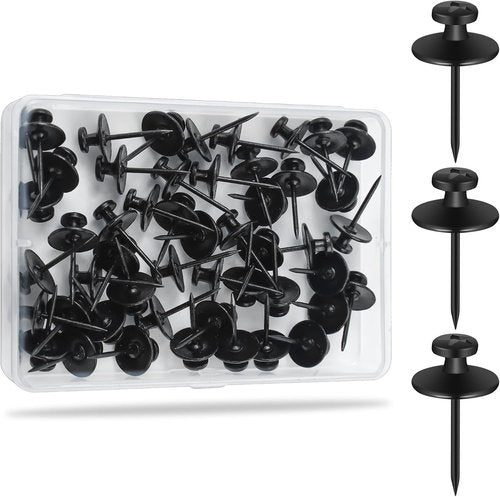 KURUI Double Headed Nails - 60Pcs Picture Hanging Kit for Renter-Friendly Decor | Black Wall Hangers