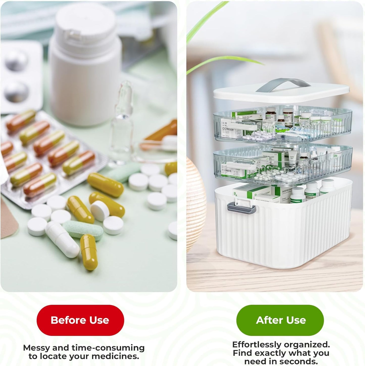 Multi-Tier Medicine Storage Box by [Brand Name] - Portable First Aid Organizer for Home & Travel | Large Pill Cabinet with Bonus 7-Day Pill Case (3-Tier & 4-Tier Options)