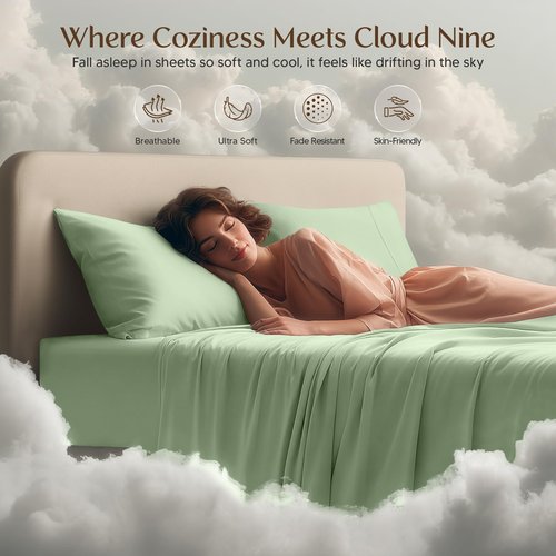 Utopia Bedding King Sheet Set – 4 Piece Bed Sheets for King Size Bed, Soft and Breathable Microfiber, Includes 1 Fitted Sheet, 1 Flat Sheet and 2 Pillowcases (Sage)