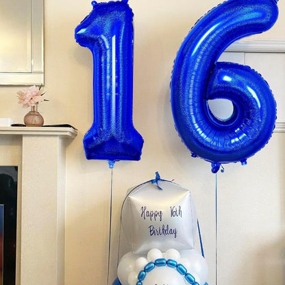 Number 17 Balloon by Mylar - 40 Inch Navy Blue Birthday Decoration for Graduation & Anniversary