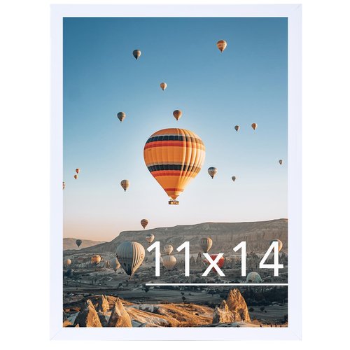 JCJMY 11x14 Picture Frame White for Wall Hanging, Wall Mounting Horizontally or Vertically, 11 x 14 Wall Gallery Poster Photo Frame with Shatter Resistant Plexiglass, White