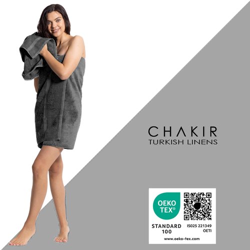 Chakir Turkish Linens | Hotel & Spa Quality 100% Cotton Premium Turkish Towels | Soft & Absorbent (4-Piece Bath Towels, Dark Gray)