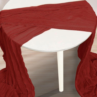 Skiennix Terracotta Cheesecloth Table Runner - 35x120 Inch Rustic Sheer Decor for Weddings & Parties