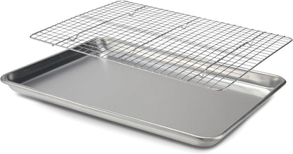 Checkered Chef Baking Sheet Pan & Cooling Rack - 18" x 13" Aluminum Cookie Sheet with Stainless Steel Rack