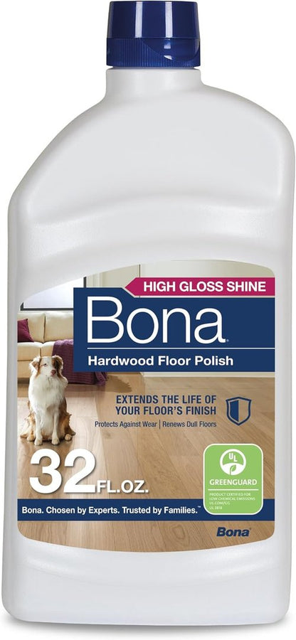 Bona Hardwood Floor Polish - High Gloss Shine for Wood Floors - 32 fl oz | Protects & Renews Dull Flooring