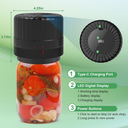 VP06+ Mason Jar Vacuum Sealer - Electric Handheld Food Storage Sealer for Wide & Regular Mouth Jars | Black