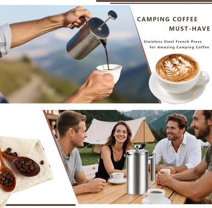 Skiennix French Press Coffee Maker - 34 Oz Double-Walled Insulated Design | 4 Cups, Dishwasher Safe