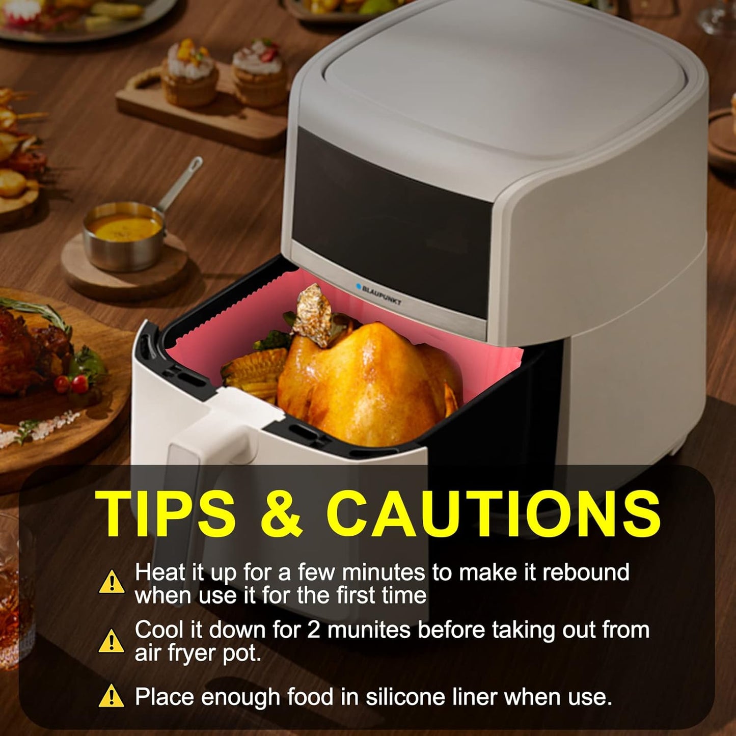 Skiennix Air Fryer Silicone Liners - Reusable 7.1 Inch Square Mats for 4-7 QT Air Fryers | Baking Tray Accessories