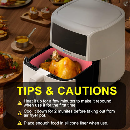 Skiennix Air Fryer Silicone Liners - Reusable 7.1 Inch Square Mats for 4-7 QT Air Fryers | Baking Tray Accessories