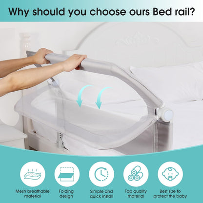 NUTIKAS Toddler Bed Rail Guard - 47" Extra Tall Safety Side Railing for Twin, Full, Queen Beds