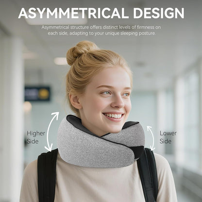 SZXYX Travel Pillow - 100% Pure Memory Foam Neck Support | Comfortable, Breathable Cover, 360° Support, Dark Grey