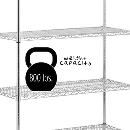 Honey-Can-Do Heavy-Duty 5-Tier Metal Storage Rack - 800 lb Capacity, Chrome Finish, 18" W x 42" L x 72" H