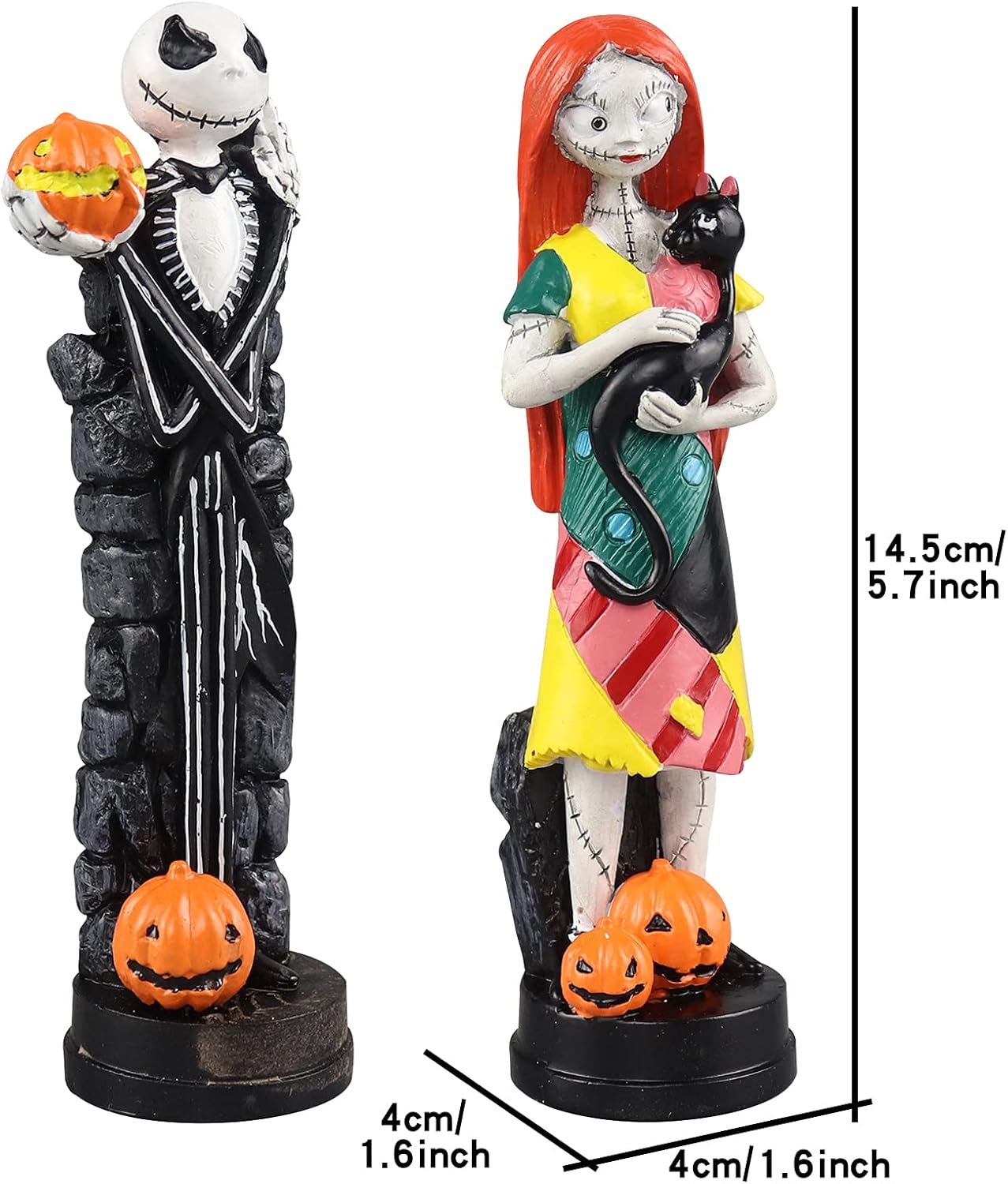 A Nightmare Before Christmas Figurines Set - Jack Skellington & Sally Halloween Statues | Home Decor Gift
