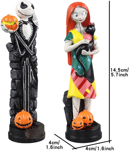 A Nightmare Before Christmas Figurines Set - Jack Skellington & Sally Halloween Statues | Home Decor Gift