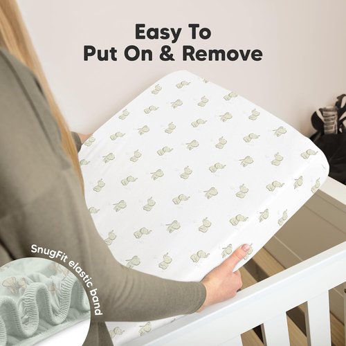 KeaBabies 2-Pack Organic Crib Sheets for Boys, Girls - 52x28 Fitted Crib Mattress Sheet Neutral, Breathable Jersey Cotton Cover for Baby Bed, Toddler Mattress, Soft & Cute Prints (Elly)