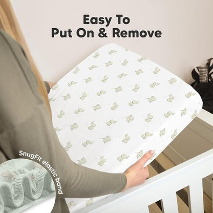 KeaBabies 2-Pack Organic Crib Sheets for Boys, Girls - 52x28 Fitted Crib Mattress Sheet Neutral, Breathable Jersey Cotton Cover for Baby Bed, Toddler Mattress, Soft & Cute Prints (Elly)