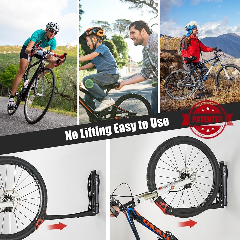 Ultrawall BIKEPAL Swivel Bike Rack - Space-Saving Wall-Mounted Storage for Home & Garage