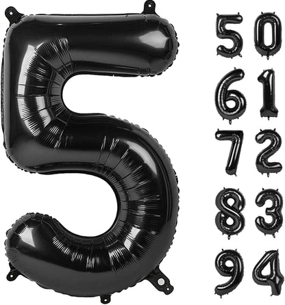 5 Number Balloon - 40 Inch Black Birthday Decoration | Perfect for 5th Birthday Parties