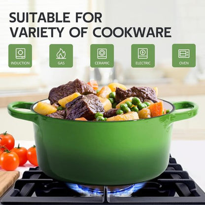 Le Creuset 6 Quart Enameled Cast Iron Dutch Oven - Versatile Round Pot with Dual Handles - Oven Safe to 500°F (Green)