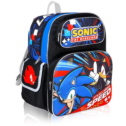 Sonic The Hedgehog Kids Mini Backpack 12 Inch with Bundle, Adjustable Straps