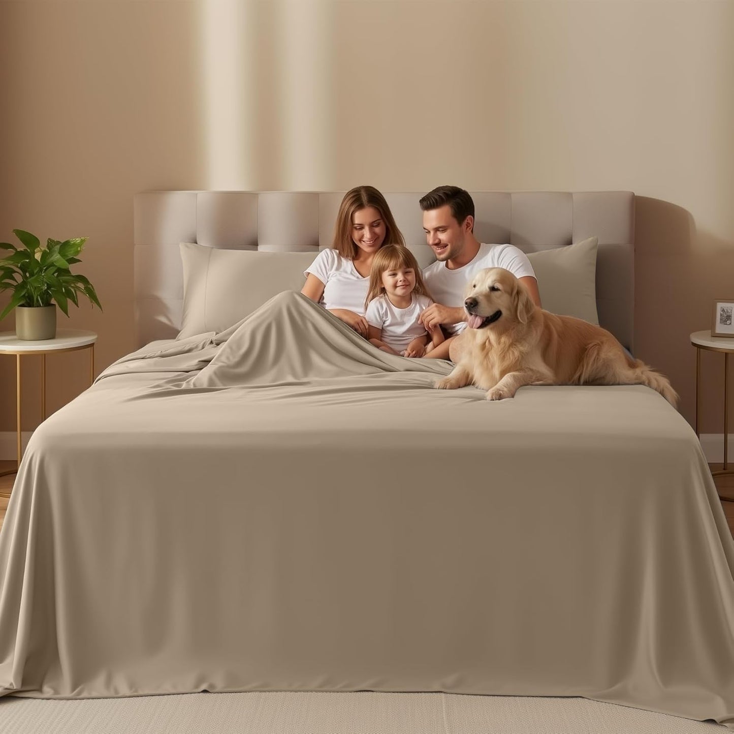 Utopia Bedding Queen Size Sheet Set - Soft, Breathable Microfiber | 4-Piece in Sand with Oeko-Tex Certification