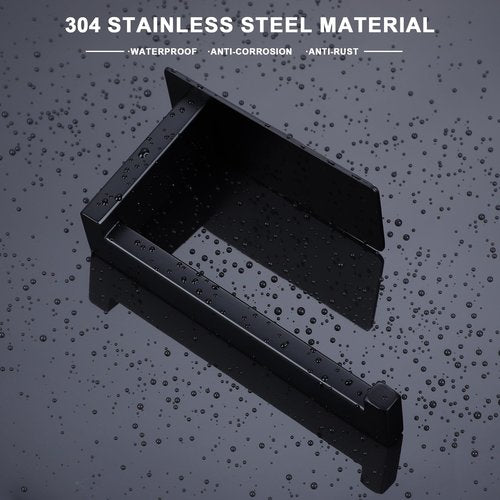 LANC Self-Adhesive Toilet Paper Holder, Matte Black Toilet Tissue Holder Wall Mounted for Bathroom Kitchen, Stick On Paper Roll Holder with No Drilling Rustproof Stainless Steel, A8307MB