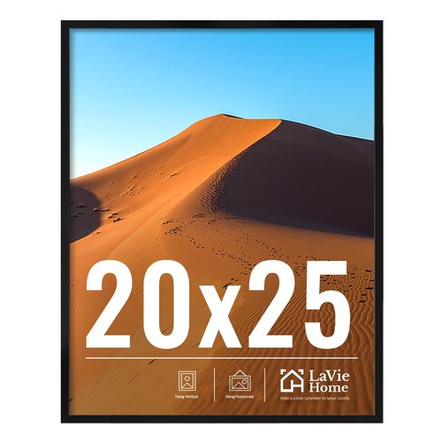 LaVie Home 20x25 Picture Frame for Wall Display, 20x25 Black Picture Frame with HD Plexiglas, 20 x 25 Poster Frame 1 Pack, Display Frame for Vertical or Horizontal, Classic Collection