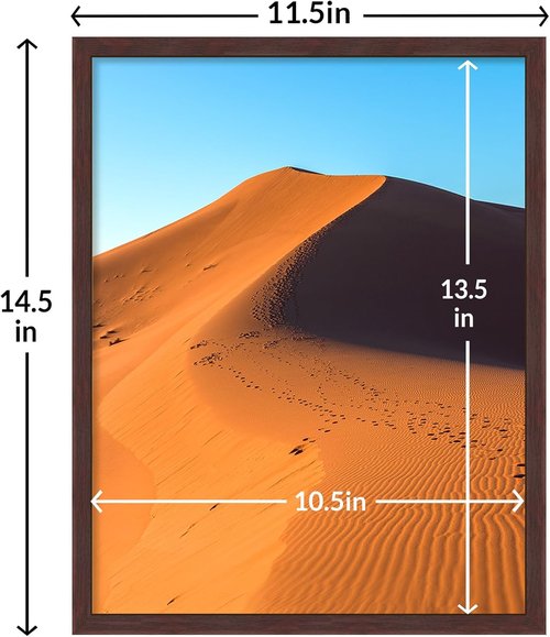 LaVie Home 11x14 Picture Frame - Classic Brown Wall Display Frame with HD Plexiglas | Vertical & Horizontal Use