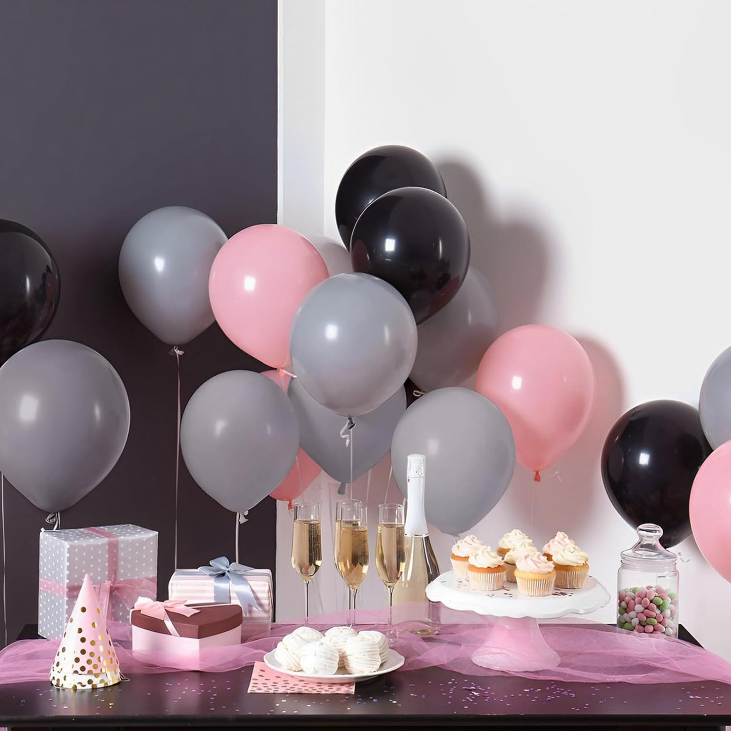 Voircoloria 12-Inch Gray Balloons - 110pcs Latex Party Balloons for Weddings, Graduations & Celebrations