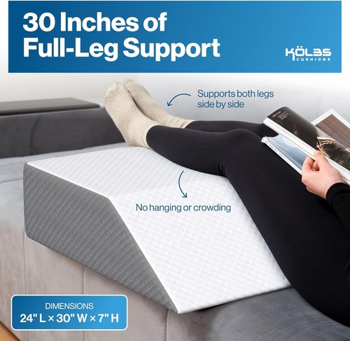 Kölbs Extra Wide Leg Elevation Pillow - Chic Jacquard Cover for Comfort | XL Size for Knee & Ankle Support