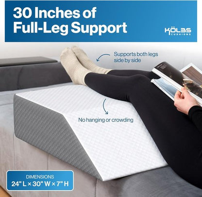 Kölbs Extra Wide Leg Elevation Pillow - Chic Jacquard Cover for Comfort | XL Size for Knee & Ankle Support