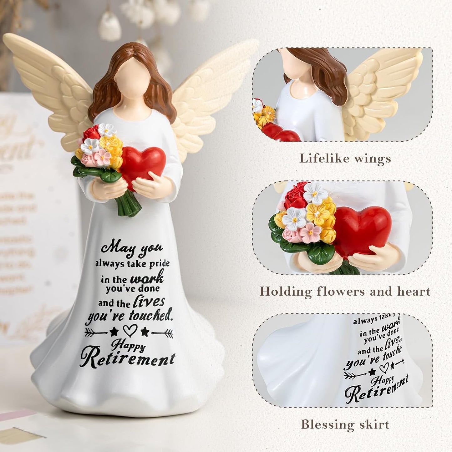Skiennix Angel Figurine - 7.1" Retirement Gift for Women | Happy Retirement Card & Home Decor