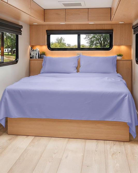 Short Queen Size 4 Piece Sheet Set - RV Short Queen, Soft, Breathable & Cooling Bed Sheets Set with Deep Pockets - Hotel Luxury Bedding for Women, Men, Kids, Teens, Boys & Girls - Oeko-Tex - Lavender