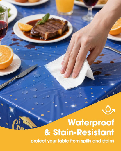 Niuara Blue Plastic Tablecloth - 4 Pack 54" x 108" Disposable Covers for 6FT Tables | Perfect for Parties & Gatherings