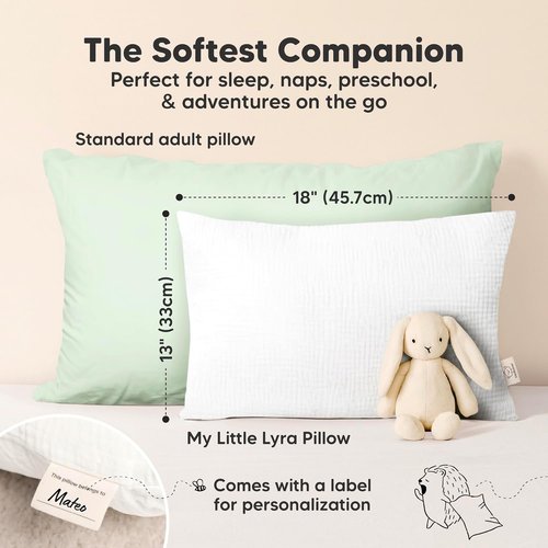 KeaBabies Toddler Pillow - Soft, Breathable Organic Cotton Muslin | 13x18 for Kids Age 2-5 (Soft White)