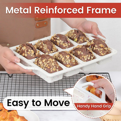 Skiennix Mini Loaf Pan - Nonstick Silicone Molds for Baking Bread, Meatloaf & Brownies | 8 Cavities