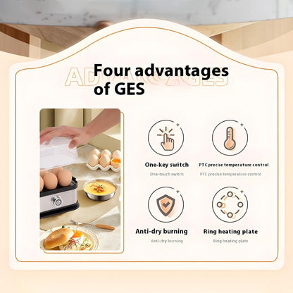 Sunny Side Master Egg Cooker - 6 Egg Capacity Electric Egg Maker | Soft, Medium, Hard Boiled, Poacher, Stainless Steel, BPA Free