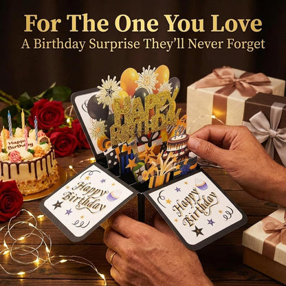 Pop Up 3D Birthday Card - Unique Greeting Card with Envelope for Him, Her, Kids | Perfect Gift