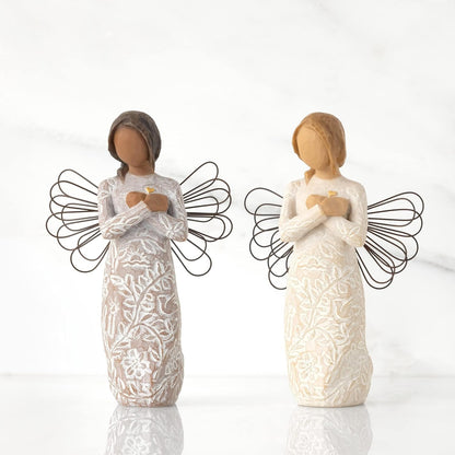 Willow Tree Remembrance Angel - Darker Skin Tone, Hand-Painted Figure for Sympathy & Support