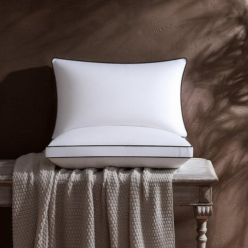 Feather Down Pillows King Size Set of 2 Pack,Luxury Hotel Collection Bed Pillows for Sleeping, Fluffy Soft Medium Firm Down Surround Gusseted Pillows for Side Back Stomach Sleepers 20 x 36 in