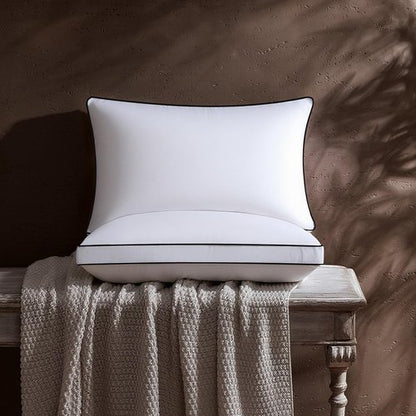 Feather Down Pillows King Size Set of 2 Pack,Luxury Hotel Collection Bed Pillows for Sleeping, Fluffy Soft Medium Firm Down Surround Gusseted Pillows for Side Back Stomach Sleepers 20 x 36 in