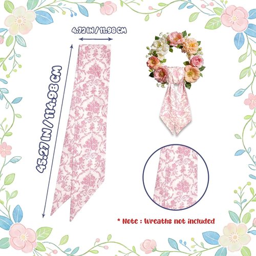AZYM Wreath Sash Set - Elegant Pink Flower Ribbon for Front Door & Indoor Decor | 2 Pcs