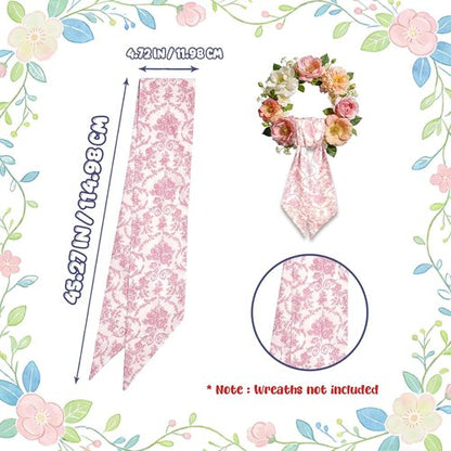 AZYM Wreath Sash Set - Elegant Pink Flower Ribbon for Front Door & Indoor Decor | 2 Pcs