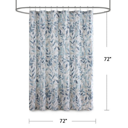 Madison Park Essentials Sofia Shower Curtain, Luxurious Botanical Print, Modern Serene Bathroom Décor, Machine Washable Bath Privacy Screen, 72x72, Multi Blue and Gray