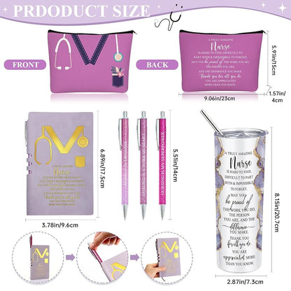 Nurse Gift Set 20 Oz Marble Tumbler, Makeup Bag & Notepad - Purple (Variation: Purple)