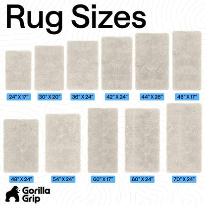 GORILLA GRIP Bath Rug Mat 60x17, Thick Soft Absorbent Chenille, Quick Dry Microfiber Mats, Rubber Backing Washable Shower Floor Rugs, Bathmat Runner, US Designed Bathroom Home Decor Accessories Ivory
