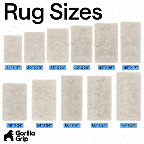 GORILLA GRIP Bath Rug Mat 44x26, Soft Absorbent Chenille, Quick Dry Microfiber Mats, Rubber Backing Washable Shower Floor Rugs, Bathmat Runner, US Designed Bathroom Home Decor Accessories Ivory Cream