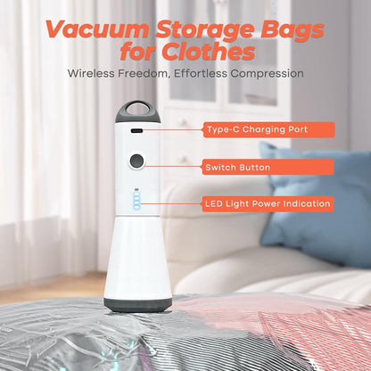 Vacbird Vacuum Storage Bags Set - 18 Pack with Rechargeable Wireless Pump | Large, Medium & Small for Clothing, Travel & Home